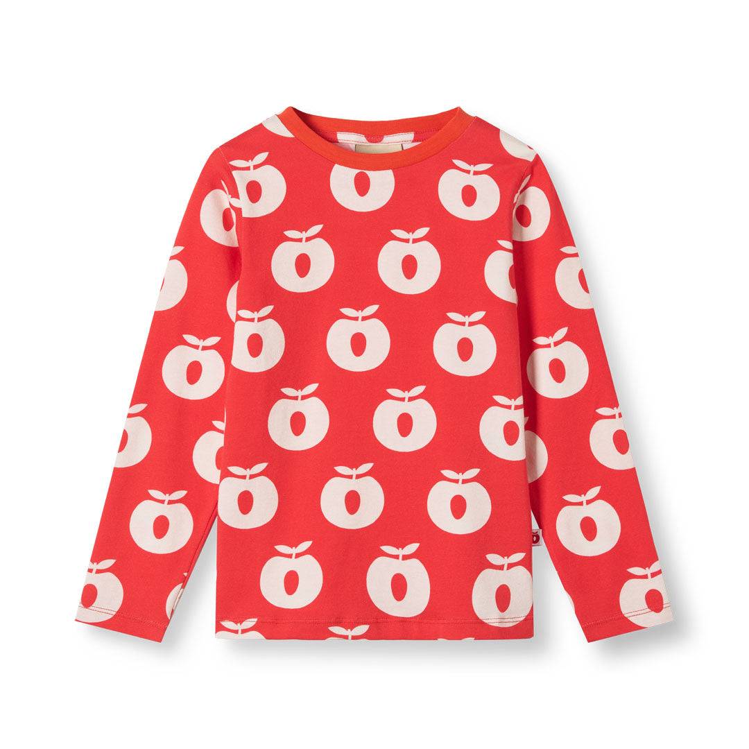 Gala langærmet bluse med æbler - Poppy / 7-8