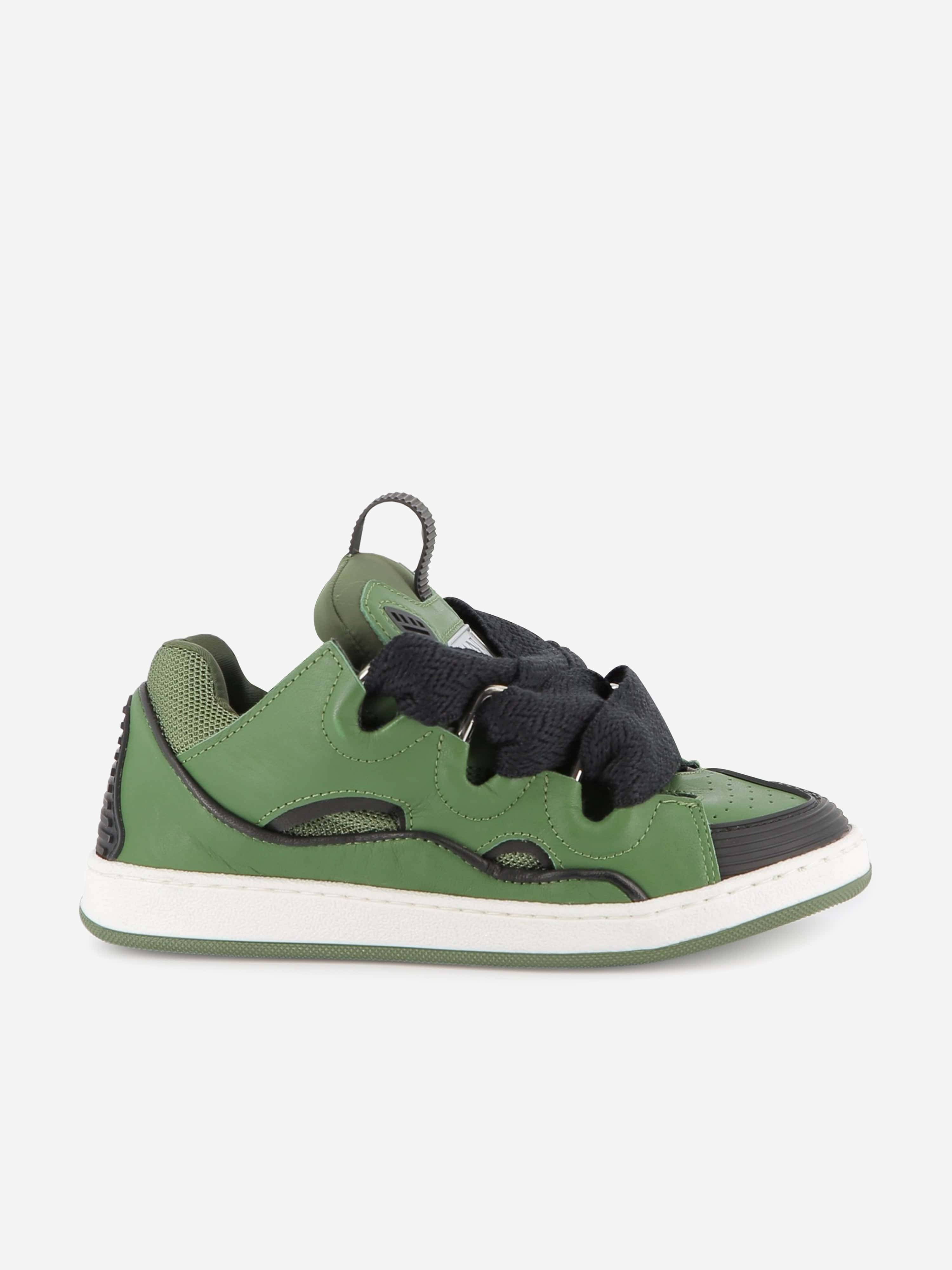 Lanvin Kids Leather Curb Trainers in Green - Green / EU 36 UK 3