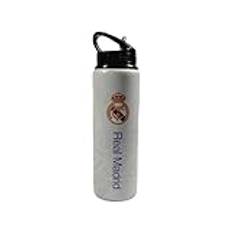 Hy-Pro officiellt licensierad Real Madrid CF aluminiumflaska – 750 ml, integrerat hopfällbart sugrör, läckagesäker, lätt, bra fotbollsidé