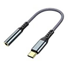 HORJOR USB C Jack 3,5 mm adapter USB C hörlursuttag, USB Type-C till Aux ljudkabel med DAC-chipset för Samsung Galaxy S22/S21/S20, Huawei Mate 40/30/20, Xiaomi