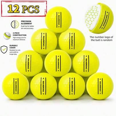 12 st Master Tournament golfbollar – högpresterande långdistansgolfbollar med dubbellagersdesign för ökad stabilitet och längd, förbättrad spinn och k - Gul (12 bollar med slumpmässigt blandade serienummer delas ut.)