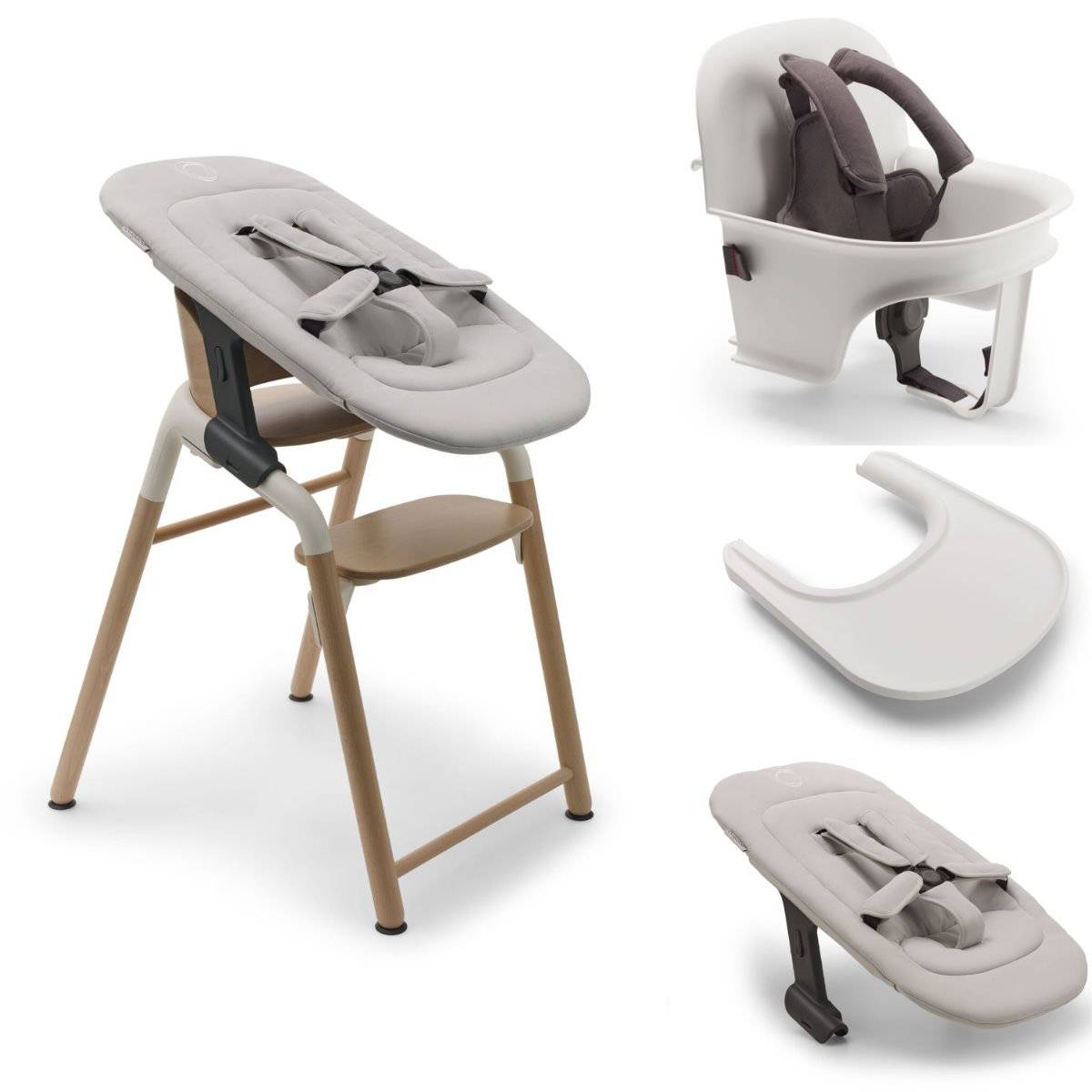 Bugaboo Giraffe High Chair Set 4 in 1 incl. Newborn Set, Baby Set & Tray - Neutral Wood / White