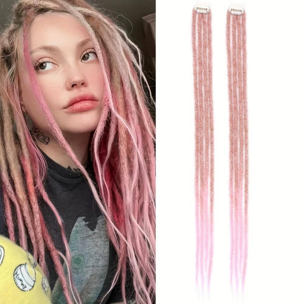 2 st Ombre Syntetiskt Hår med Hårklämma Clip-in Hippie Dreads Hårstycke Lämpligt för Alla Personer