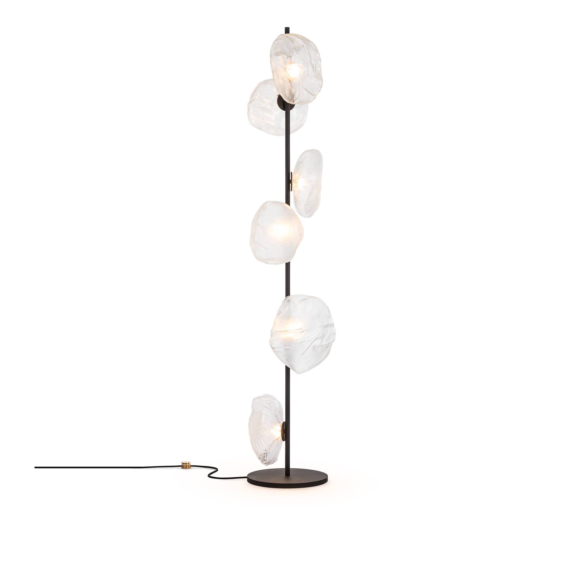 Bocci - 73.6 Stem Floor 6 Inches, Clear Pendants, Black Stem - Standerlamper - Omer Arbel - Gennemsigtig,Sort