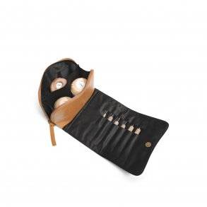 Muud - Hazel - Håndlavet Læder Clutch / Hækle Clutch Fv. Whisky
