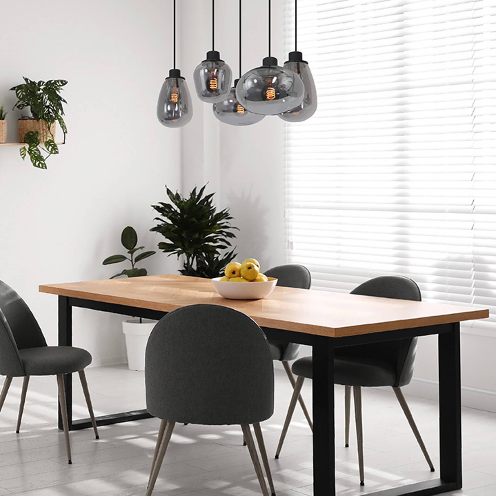 Steinhauer Glas pendellampa Reflexion, dimbar, Svart, Vardagsrum / matsal, Metall, Pendellampa