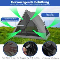 Pop up telt til 2-3 personer 360° ensidet gennemsigtigt familietelt 225 x 145 x 161 cm grå
