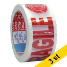 Varningstejp "Fragile" 50mm x 66m | Tesa | vit | 3st