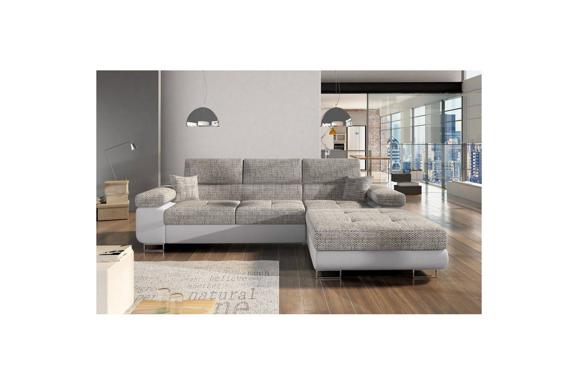 Sektionssoffa Eltap Armando 289x85x203 cm - Berlin 01, Mjuk 17, Grå, Vit, Höger Divansoffa & schäslong
