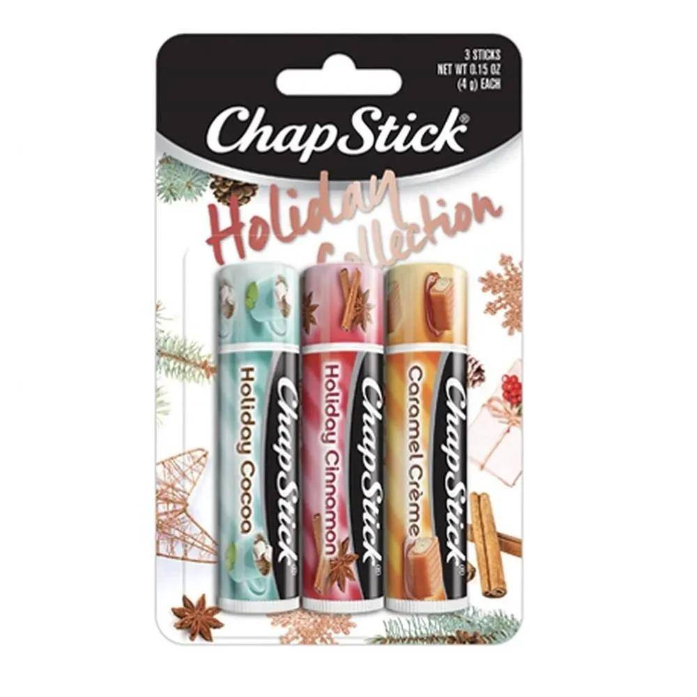 Chapstick Läppbalsam 3-pack Kanel/Karamell/Kakao Chapstick Julkollektion 2017, Förpackning med 3, Jul gray