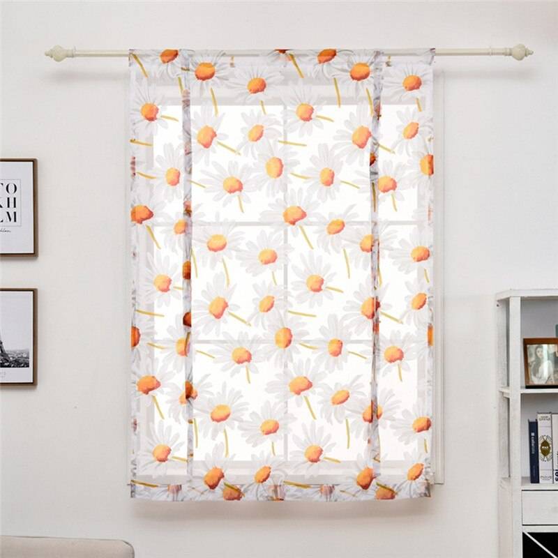 Imixlot studierum gardiner solros kort gardin vacker tyll broderi modern fönster dekor - 140 x 140cm