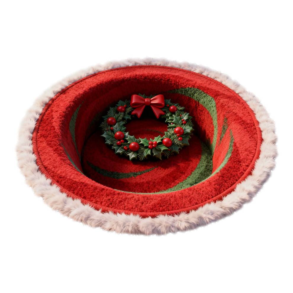 Christmas3D Rundt Tæppe – Blød Bomuld-Polyester Blanding