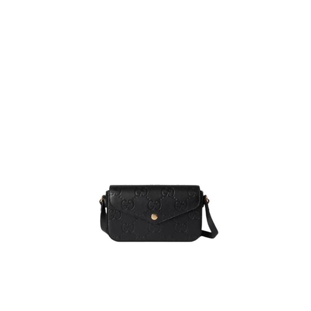 Gucci - Svart GG Pochette Läder Väska Väskor - Dam - ONE Size - Läder