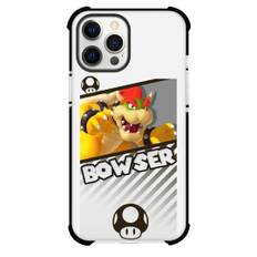 Super Mario Bowser Phone Case For iPhone Samsung Galaxy Pixel OnePlus Vivo Xiaomi Asus Sony Motorola Nokia - Bowser On Silver Stripe Background