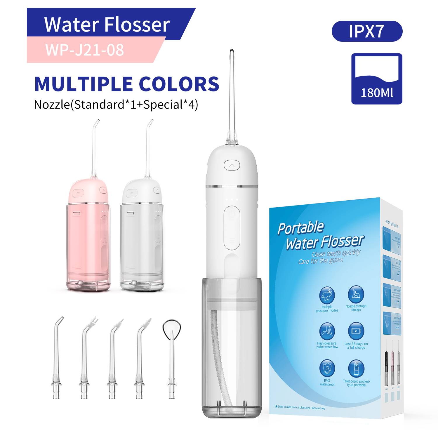 foldable Water Dental Flosser Irrigator OEM ODM Water Flosser for Teeth and Braces Cordless Jet Pick