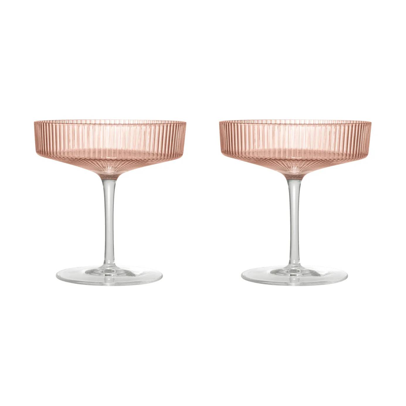 Ferm Living Ripple champagneglas 2-pack Blush