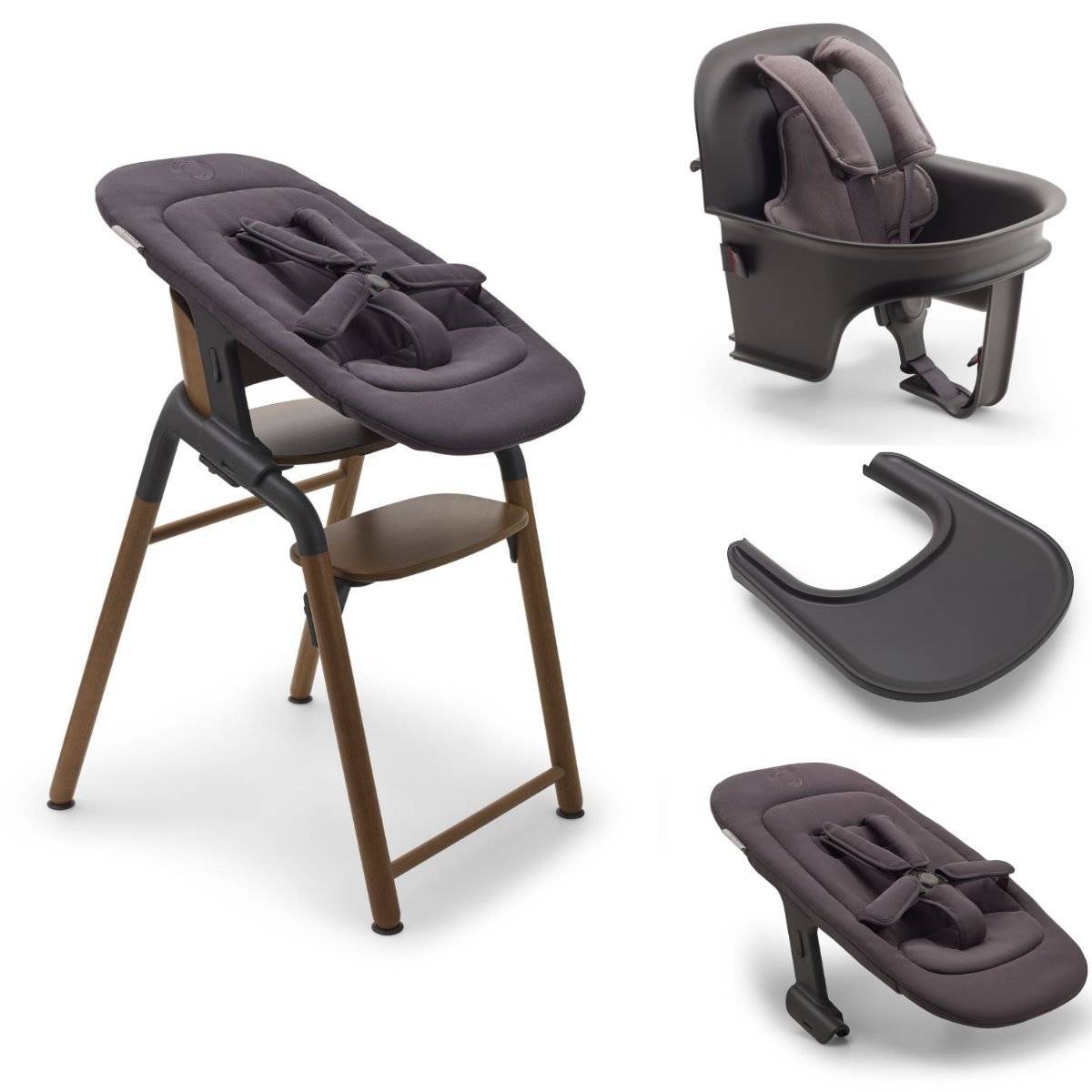 Bugaboo Giraffe High Chair Set 4 in 1 incl. Newborn Set, Baby Set & Tray - Warm Wood / Grey