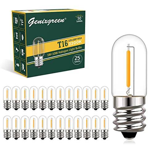 E14 Village LED-lampa, T16 mini tub glödlampa 1W motsvarande 10W, 50LM 2200k nattlampa, bärnsten, används för kylskåp, jul, nattlampa och symaskin, 25-pack
