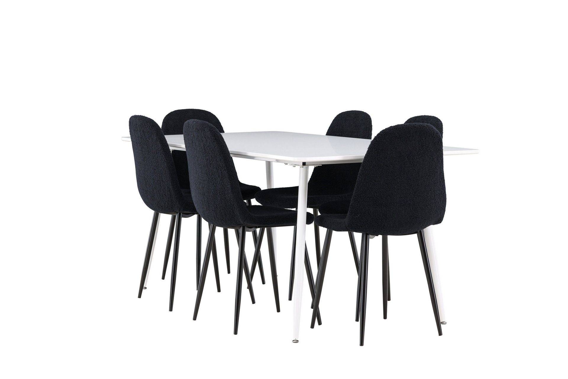 Venture Home Silar Matgrupp 180 cm Rektangulär med 6 Polar stolar - Vit/Svart Matgrupper Vit Trä