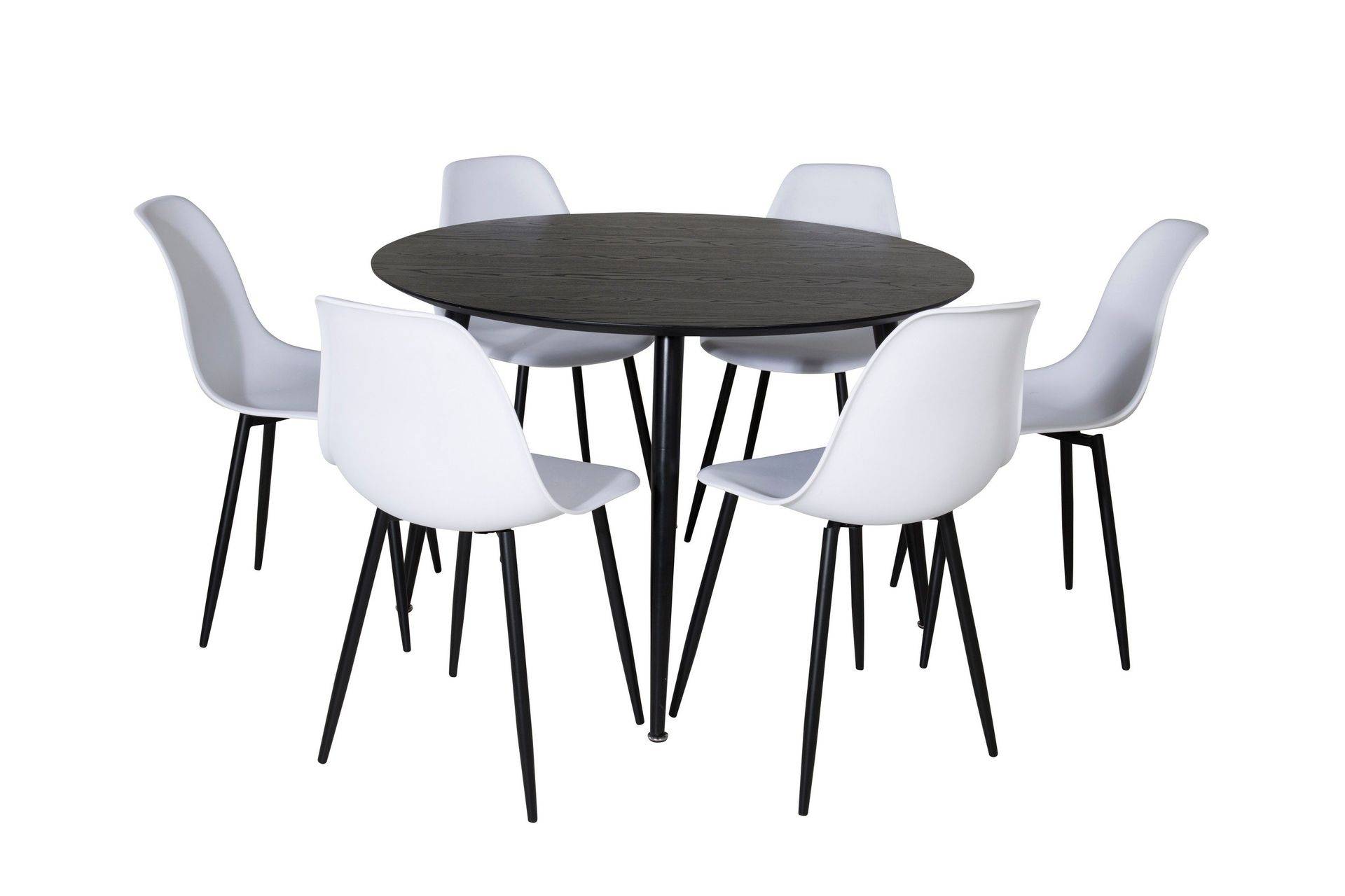 Dipp Matgrupp 115 cm Rund med 6 Polar stolar - Svart Svart,Vit Venture Home