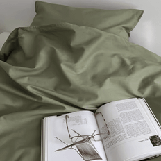 Percale Sengelinned i 100% Økologisk GOTS & Svanemærket Bomuld fra Omhu | Dusty Green - OUTLET