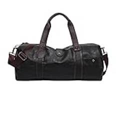 Sport Duffelväska 19 Tums Vintage Konstläder Resor Duffle Bag Gym Bag För Män Kvinnor Vattentät Helgväska Gymväska(A)