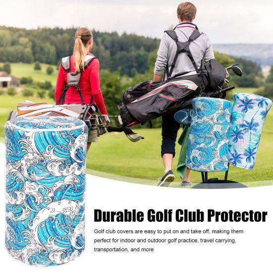 Hawaiiansk Stil Golfklubbskydd Havsvåg Tropiskt Mönster Cylinder Driver Huvudskydd