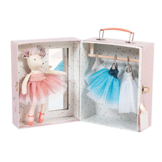 Moulin Roty - Dukke - Ballerina Mus i Kuffert - Suzies garderobe