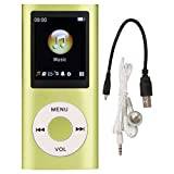 PUSOKEI MP3/MP4-spelare Snygg Multifunktionell Förlustfri Ljudmusikspelare med Hörlurar, Smal 1,8 Tums LCD-skärm Bärbar MP4-musikspelare, Stöd för 64G Minneskort(Grön)
