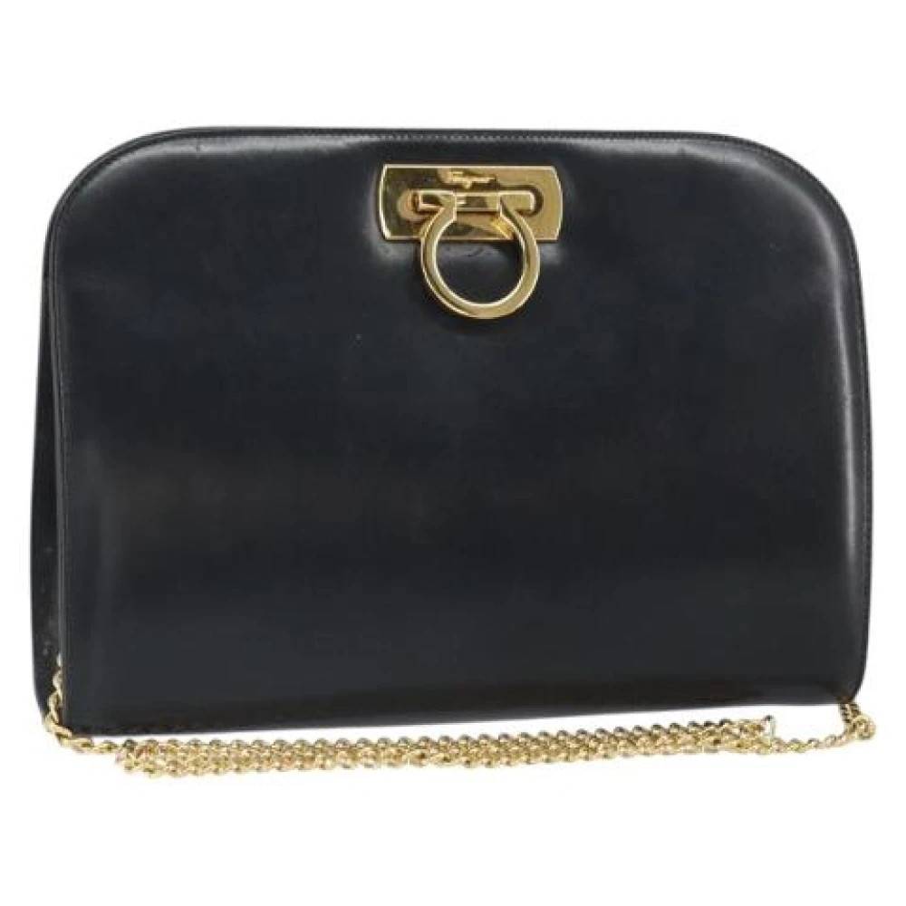 Salvatore Ferragamo Pre-owned Pre-owned Læder Skuldertaske - Vintage - Dame - Sort - ONE SIZE - Uld