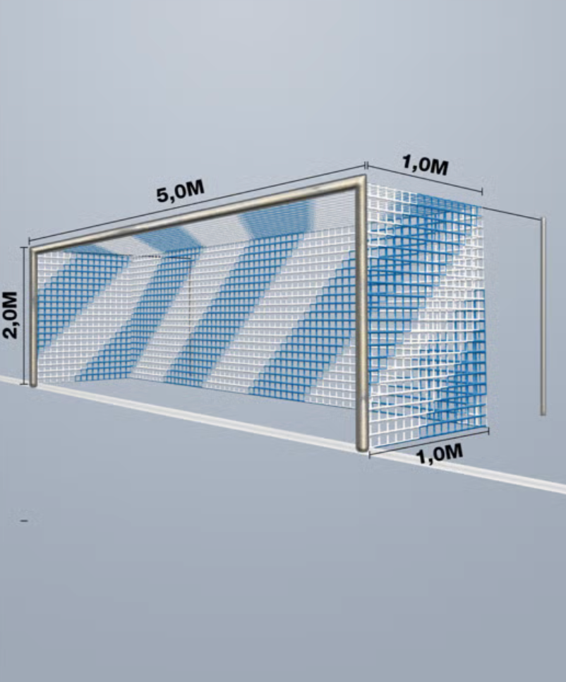 7-mands Fodboldnet - 5,15 x 2,05 x 1/1M - 2 Farvet Blå/Hvid