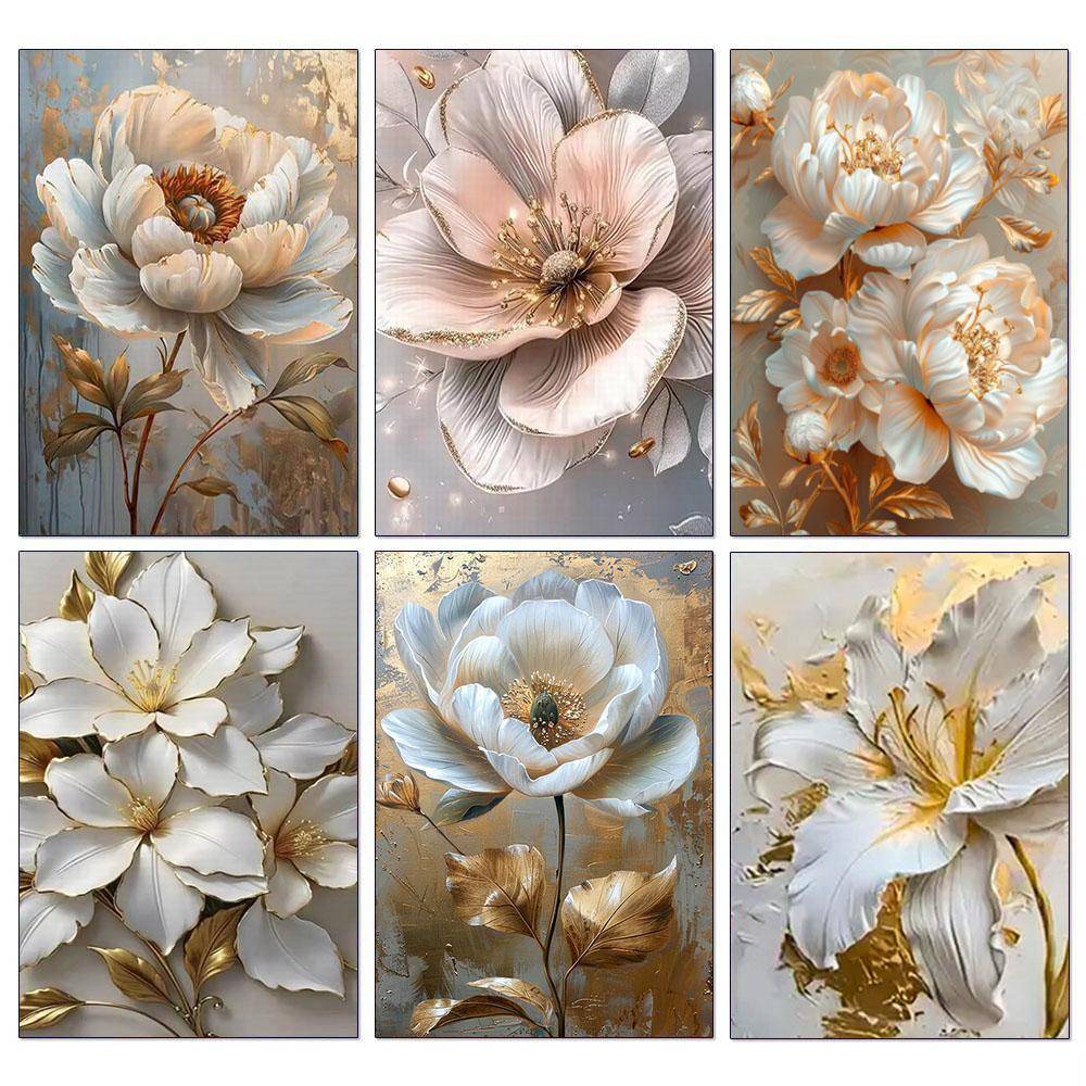 5D DIY Diamantkonstmålning Rosa Vit Blomma Full Fyrkantig/Rund Mosaikbroderi Korsstygnskit Heminredning Gåvor