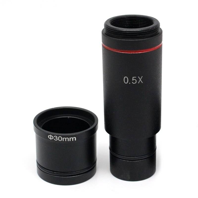 0.5x- reducerande c-mount linsadapter för ccd cmos-kamera digital okular anslut med stereomikroskop optisk relälins - 23.2 mm och 30 mm