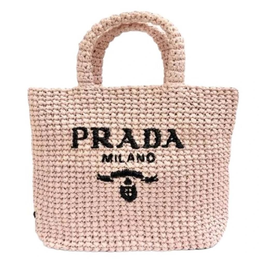 Prada Vintage Pre-owned Raffia Tote Bag - Vintage - Dame - Lyserød - ONE SIZE -