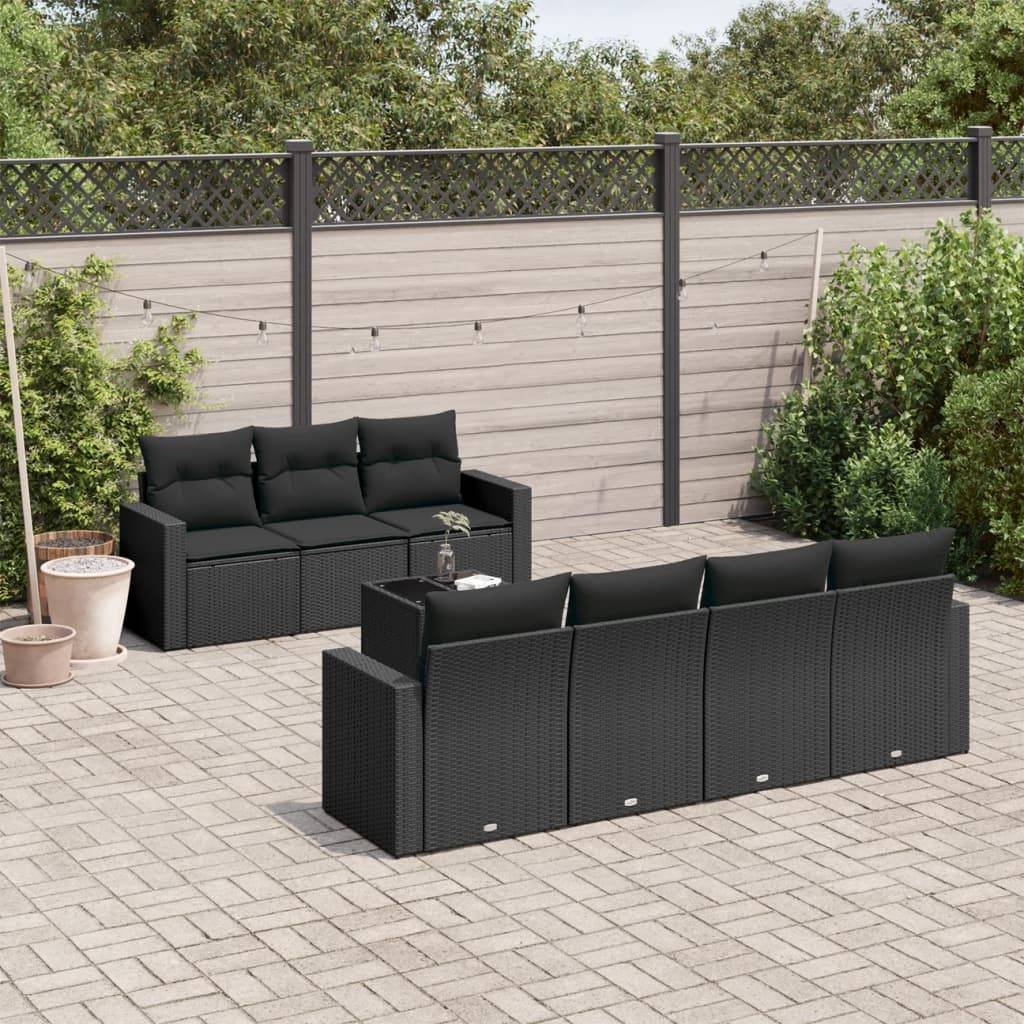 Sofasæt Til Haven 8 Dele Med Hynder Polyrattan Beige - Sort