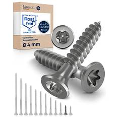 Träskruvar, torx-skruv i rostfritt stål V2A, rostfria 4 x 20 spånskiveskruvar för trä, delvis gängade, 4 mm tjocka, 20 mm långa, 50 stycken rostfria skruvar, trä A2