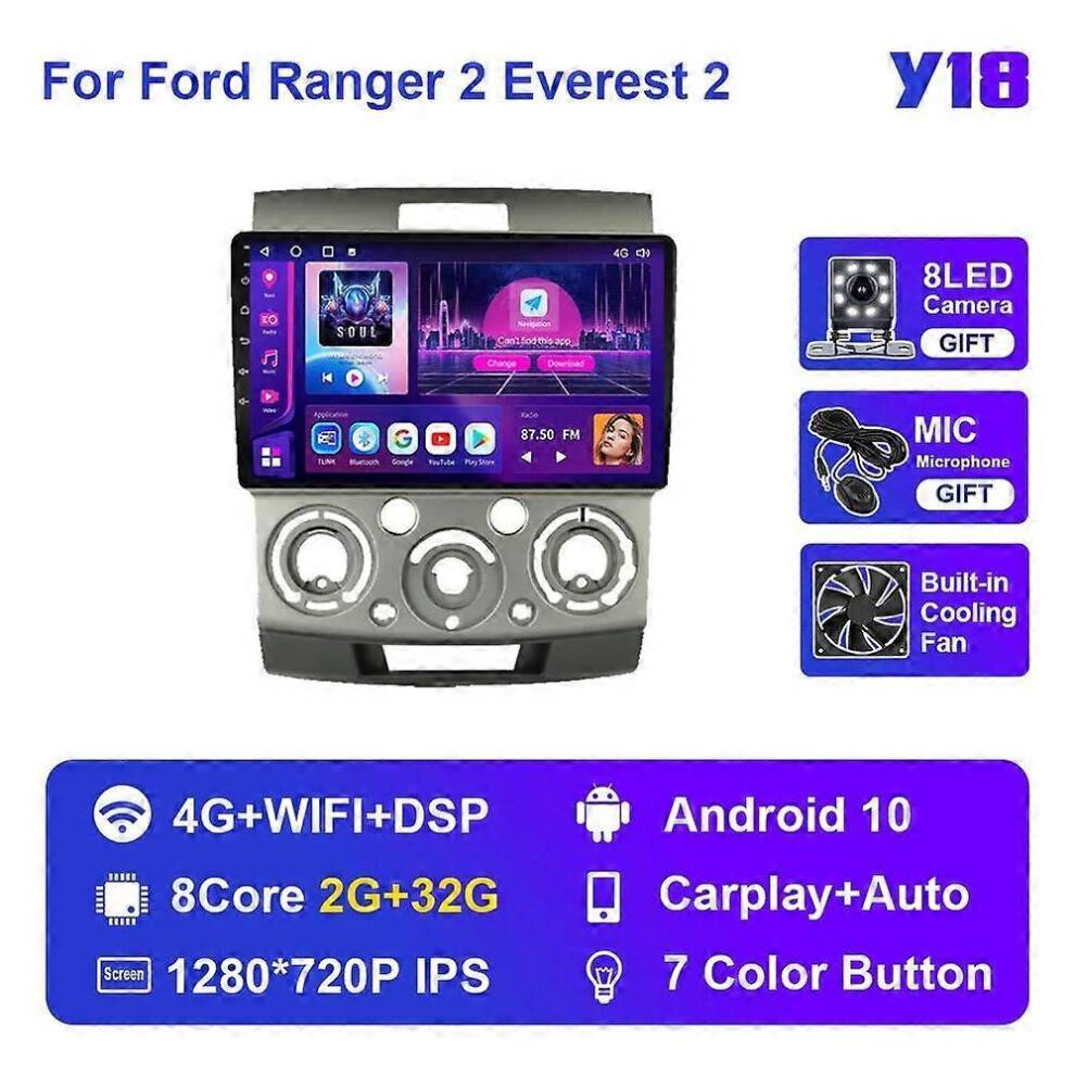 (Y18 2G 32G FO) Car Radio Multimedia Player For Ford Ranger 2 Everest 2 For Mazda BT-50 BT 50 2006-2011 Android Auto Navigation GPS Stereo Video