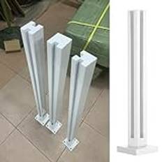 304 glasklämstolpe i rostfritt stål, vit bänkstål räckespelare, kommersiella villor Loft Hotelldäck trappor Balustradestaket (vit hörnstolpe, H-90cm/35.4in)