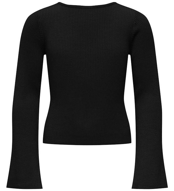 Kids Only Bluse - Viskose - Rib - Vendbar - KogNatasja - Sort - Kids Only - 13-14 år (158-164) - Bluse