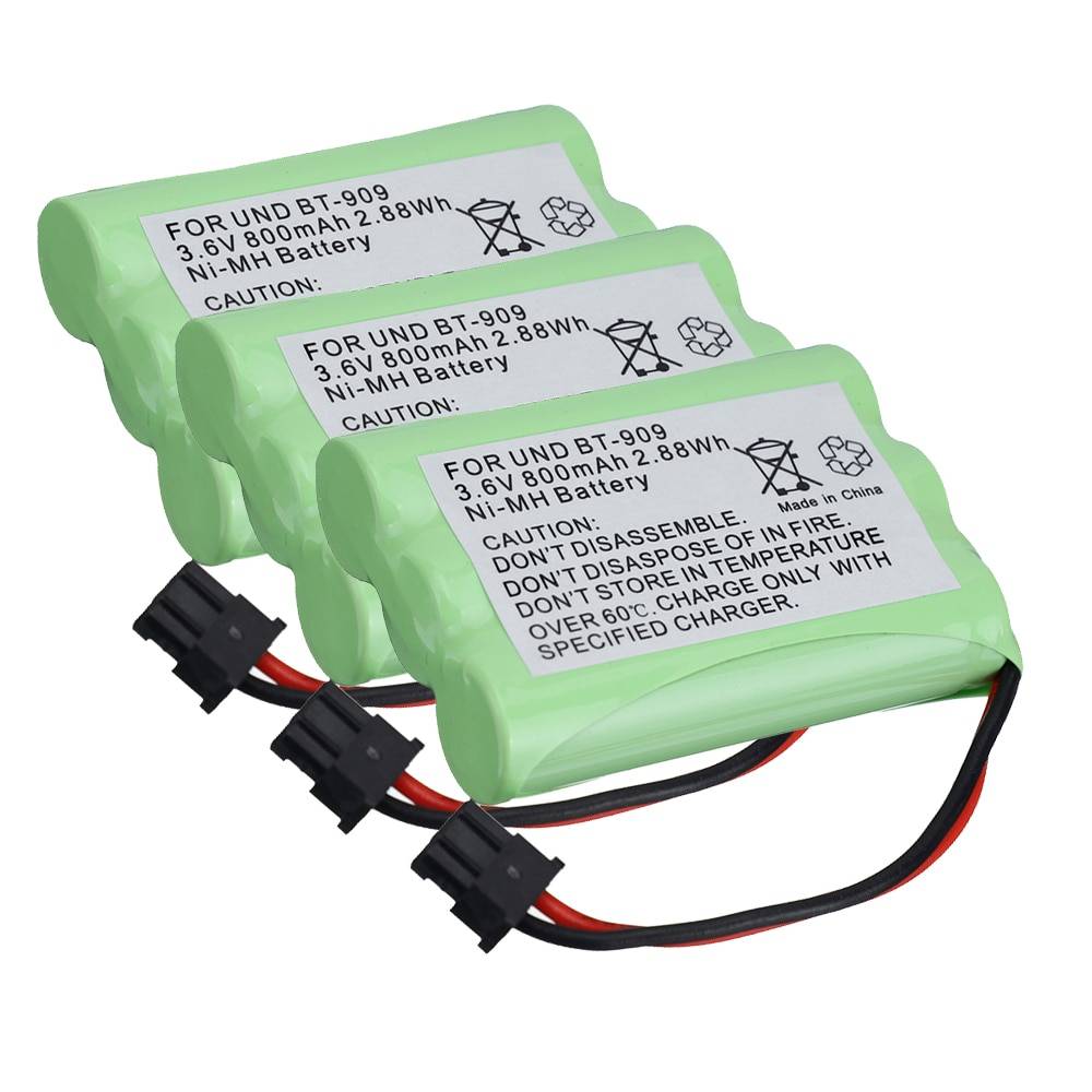 1 to 5 st 800 mah 3.6v uppladdningsbara trådlösa telefonbatterier för uniden bt1004 bt-909 bt909 3 * aaa ni-mh laddningsbara batterier - 3 st