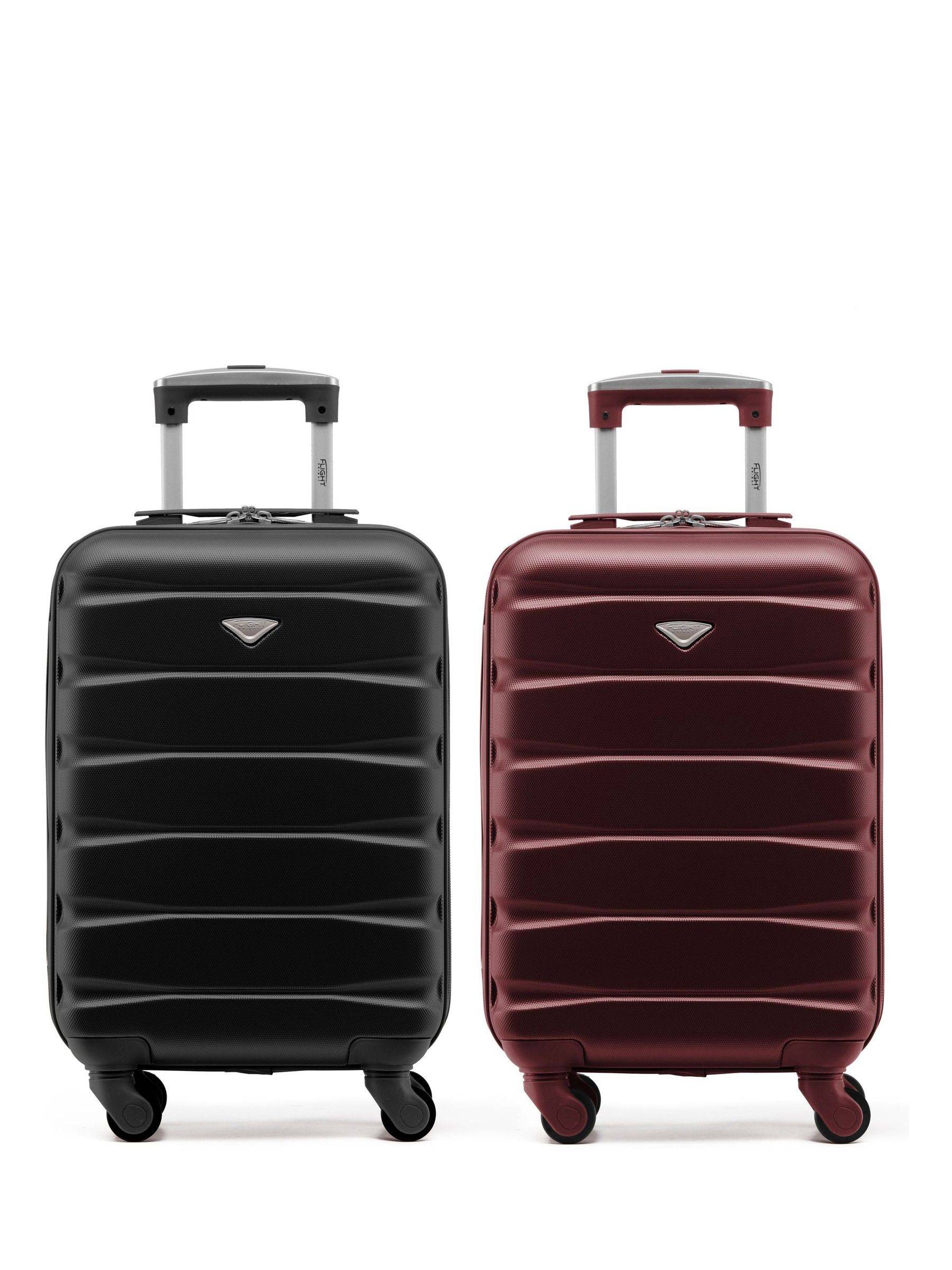 Flight Knight Flight Knight Black + Burgundy EasyJet Overhead 55x35x20cm Hard Shell Cabin Carry-On Case Suitcase Set of 2