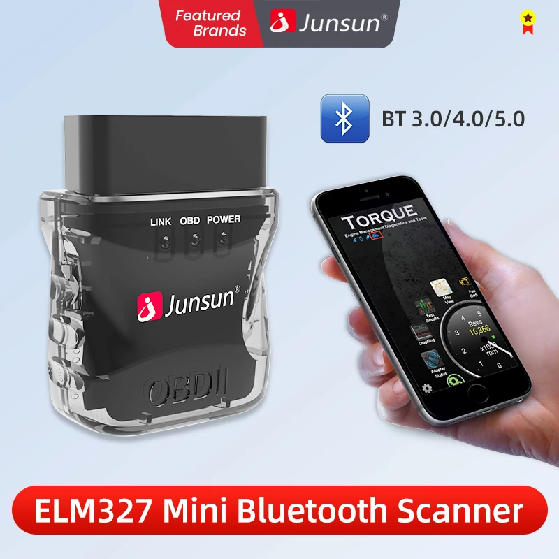 Junsun Auto Scanner mini ELM327 Bluetooth-compatible 4.0 OBD2 V3 Adapter Car Diagnostic Tool Scan Tool for DVD Car Accessories