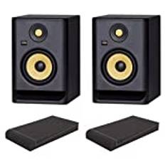 KRK ROKIT RP5 G4 studiomonitor ISO Stand Set (aktiv studiomonitor par, 2-vägs, bi-ampere, 5,25 tum, 55 watt inklusive ett par absorberande plattor) Svart