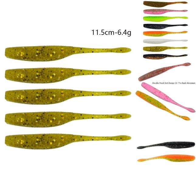 Fiskekrog til båd- og havfiskeri - silikonewobler lys brun, 11,5 cm, 5 stk