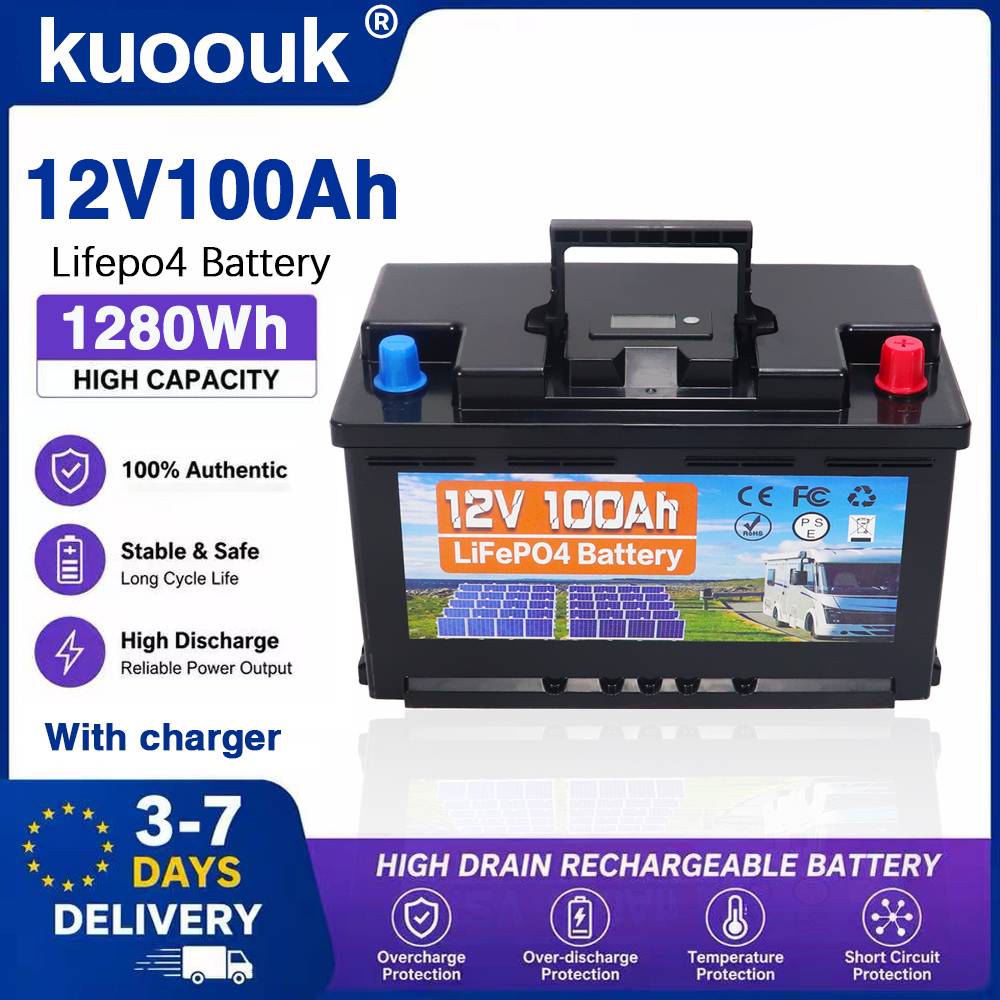 12V 100Ah 150Ah 200Ah 350Ah 700Ah LiFePO4 Lithium Iron Phosphate Battery Built-In BMS 10000 Cycle For RV Camper Golf Cart Solar Storage Tax-Free