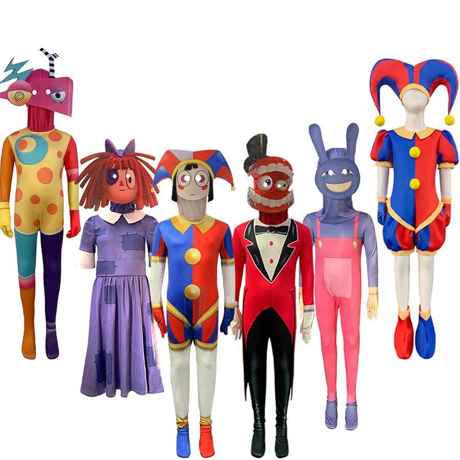 The Amazing Digital Circus Cosplay-kostymer Clown Pomni Ragatha Jax Cosplay Jumpsuit Bodysuit Tecknade kläder för Barn Vuxen 140cm