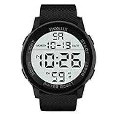 Lyxig digital LED-handled sport lyxklocka militär vattentät herrklocka barn armbandsur inlärningsklocka klockor för män gåvor på fars dag, svart, Einheitsgröße, Rem