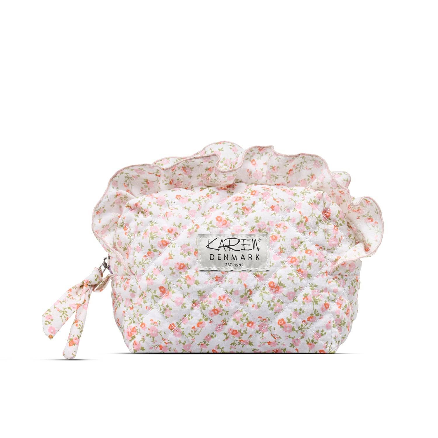 Karen - Lille KAREN Toilettaske - Pink and White - 17x16x11 cm - Klar til levering - Pink/Hvid