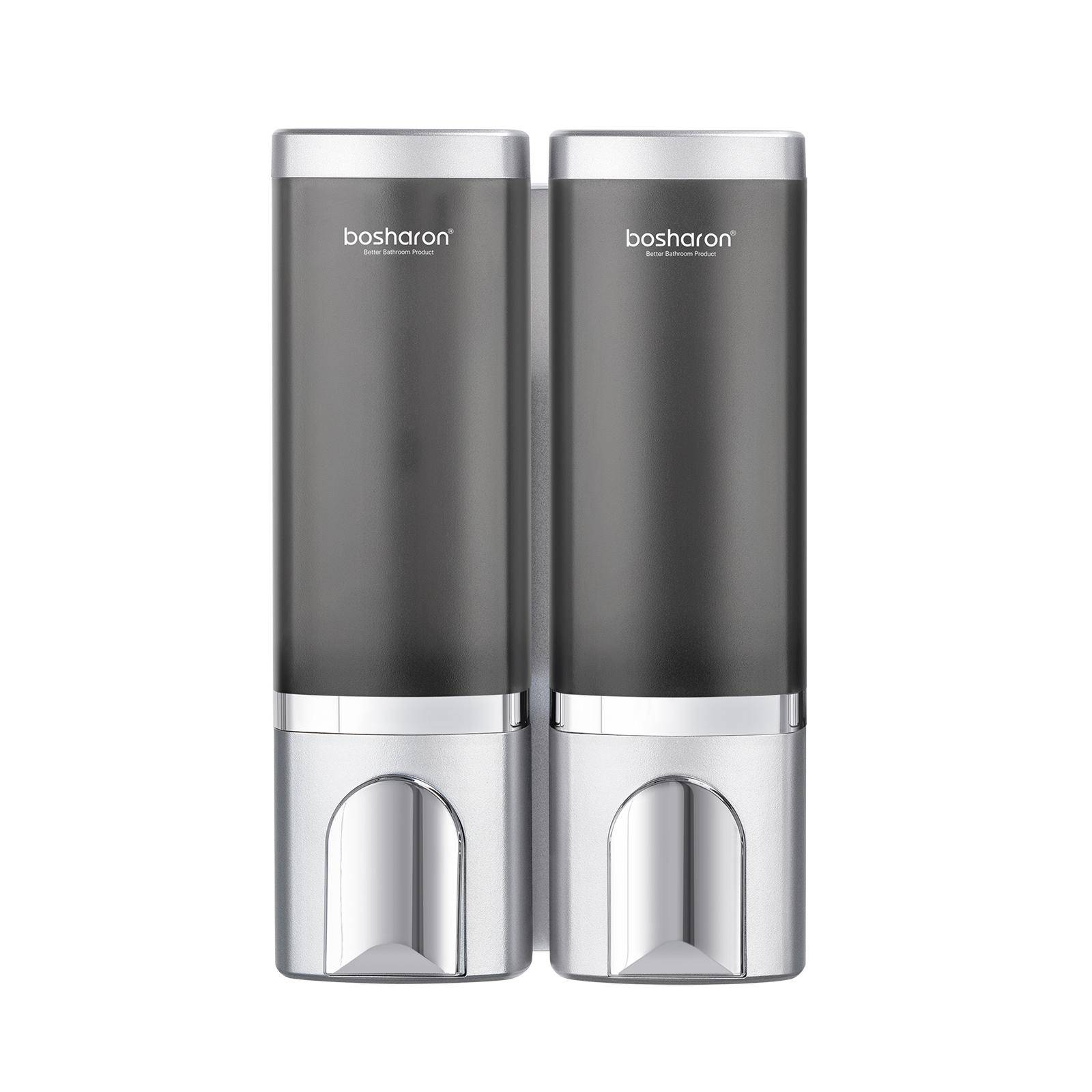 Ny Badrum Kök Hotell Engångs 500ml*2 Patron Väggmonterad Dusch Schampo Gel Dispenser Tvåldispenser med Patroner silver