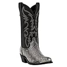 Midkalvstövlar för män Western Snake Skin Mönster Vinterstövlar Broderade Walking Boots Chunky Block,Silver,47 EU